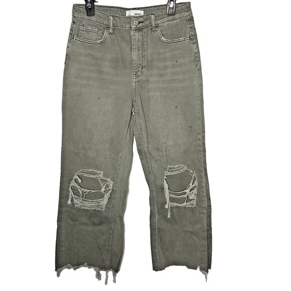 VERVET FLYING MONKEY Jeans Cropped Flare Distressed Frayed High Womens 29 8 Gray - Picture 1 of 9